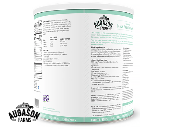 Augason Farms: Black Bean Burger Mix Can